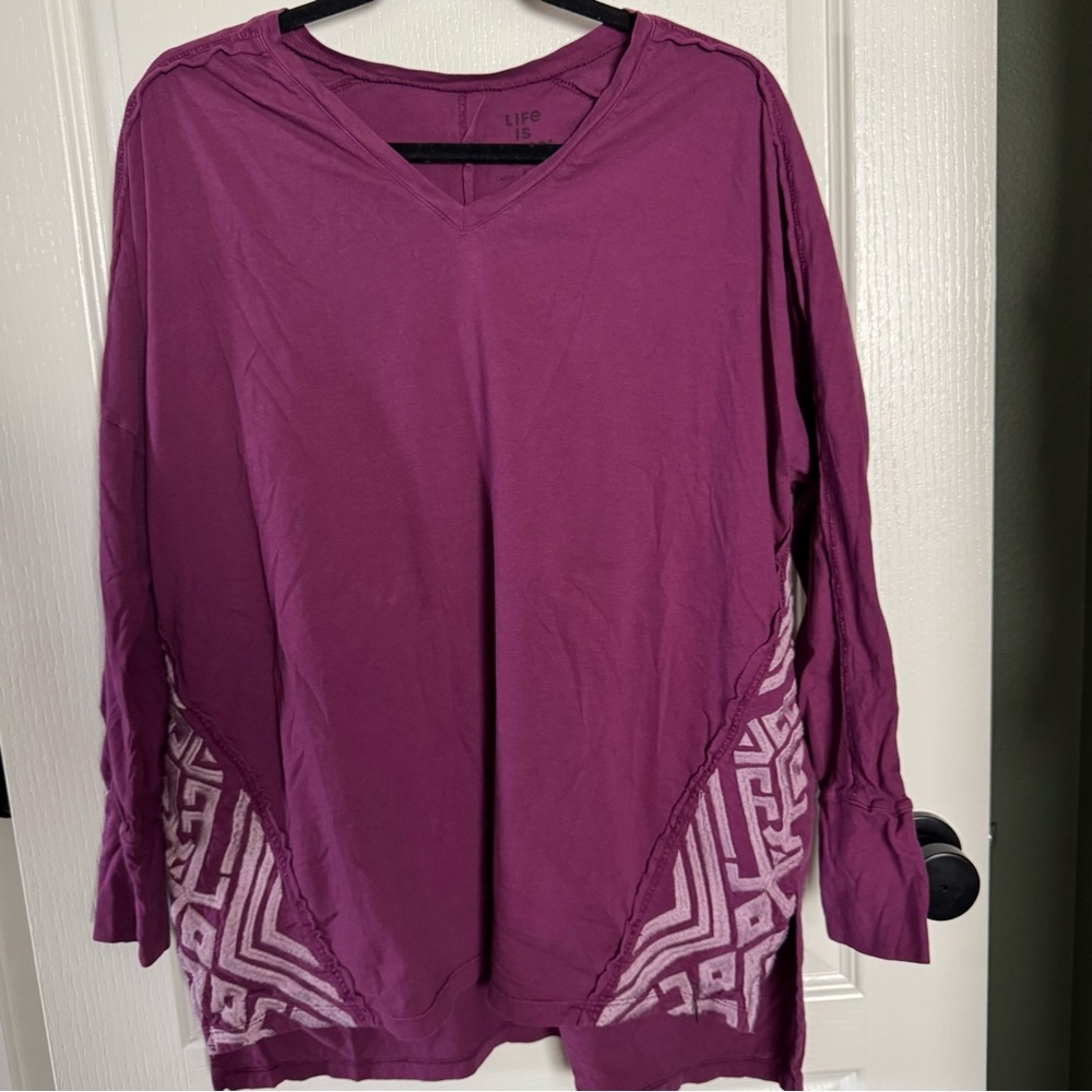 Life Is Good Magenta Tunic with Patterned Accents